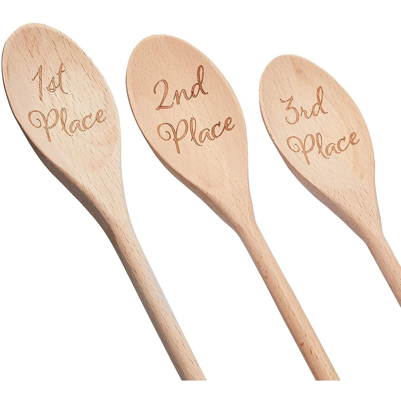 Wooden Serving Spoons, 1st, 2nd, 3rd Place, Housewarming Gift (14 In, 3 Pack)